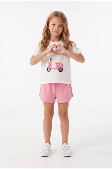 Pink Striped Knitted Bottom - Top Set