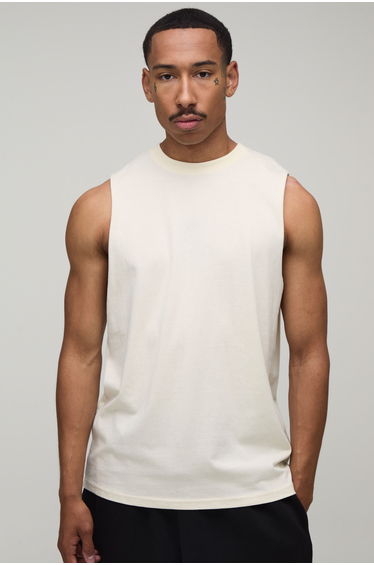 Ecru Regular St Tropez Palm Print Tank - ecru