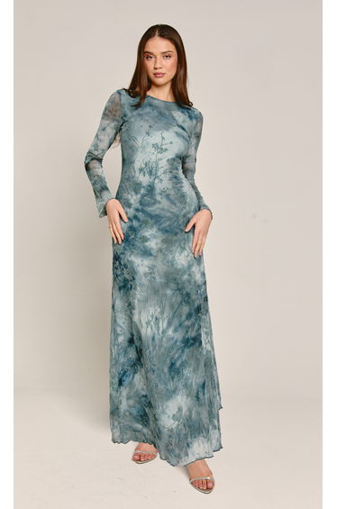 Blue Burnout Maxi Dress