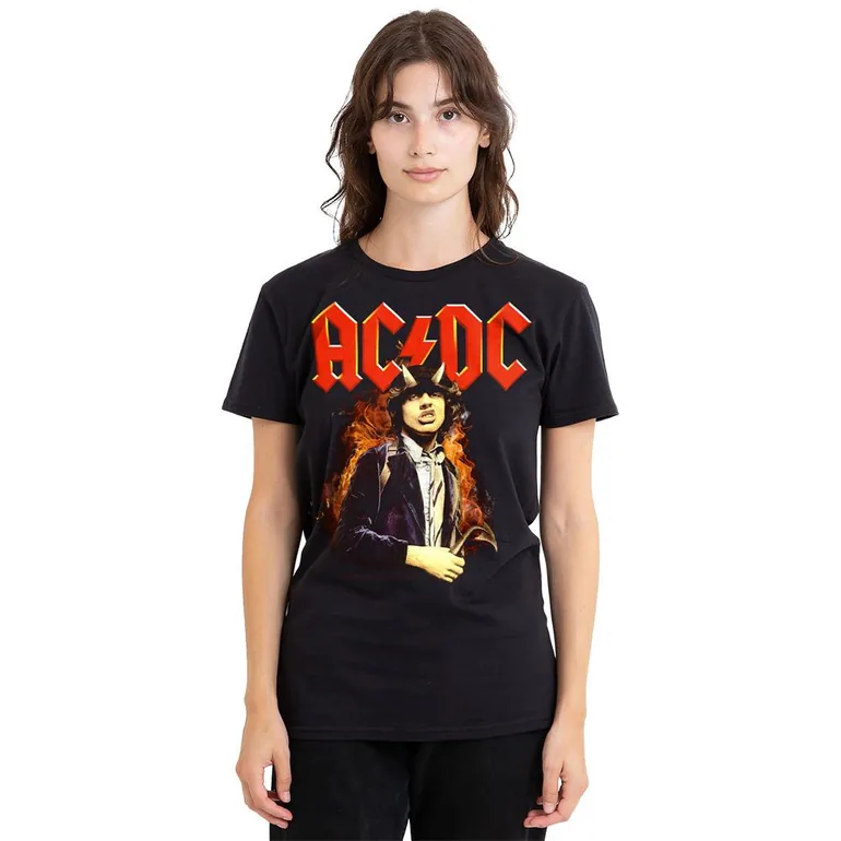 AC/DC Unisex Adult Fire And Horns T-Shirt - Black