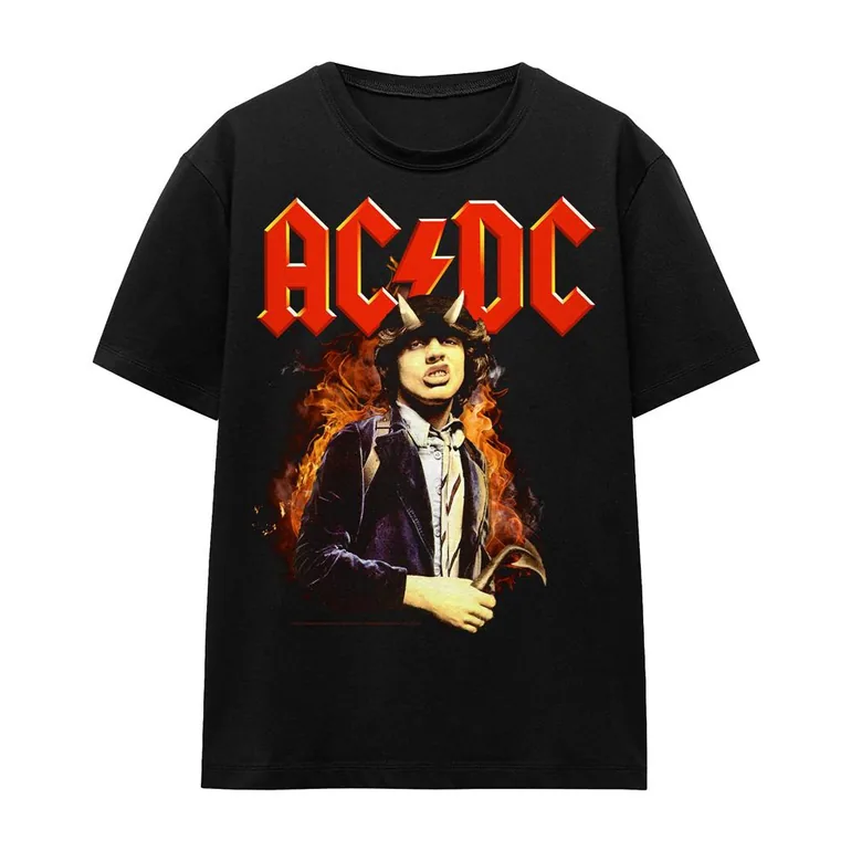 AC/DC Unisex Adult Fire And Horns T-Shirt - Black - 1