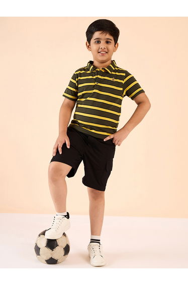 Boys Striped Cotton Polo T-Shirt