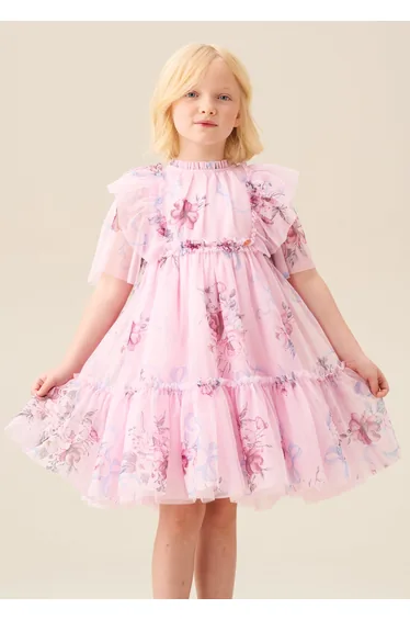 Rosa Pink Floral Mesh Dress