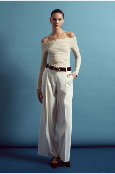 Dilvin High-waist Wide-leg Crepe Trousers