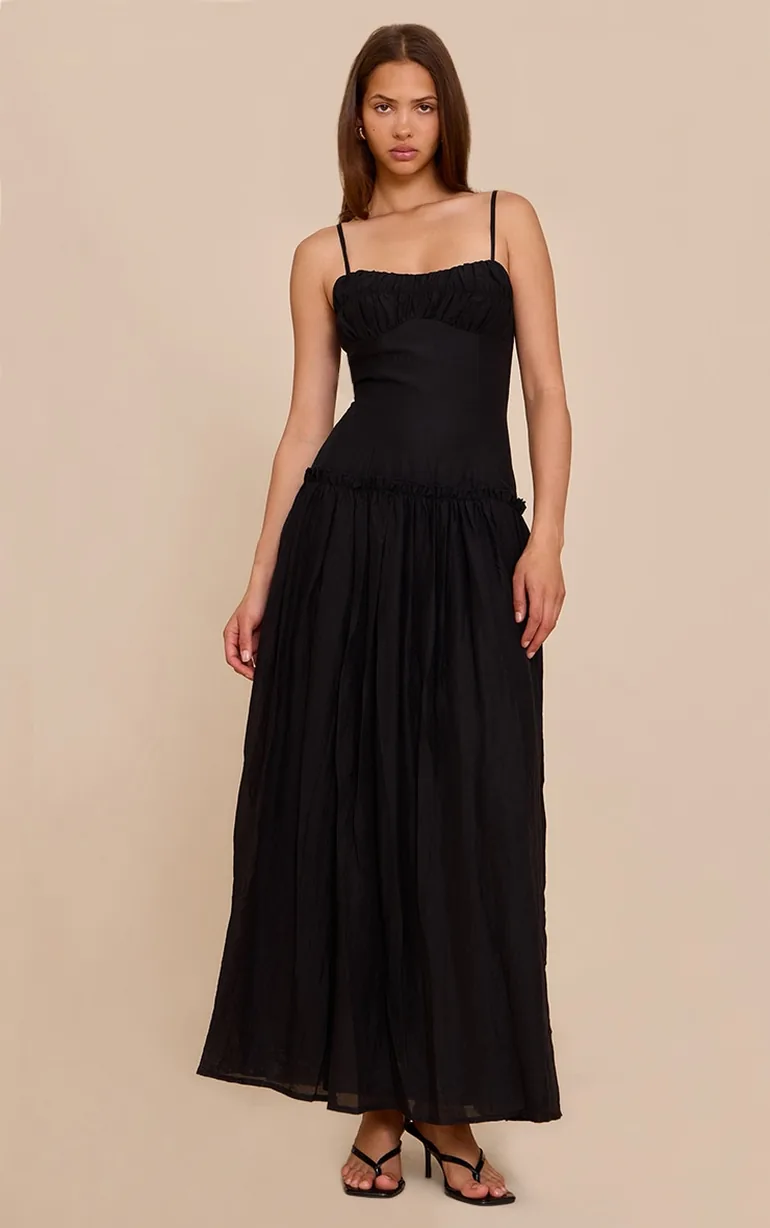 Black Ruched Bust Drop Waist Maxi Dress Prettylittlething : Evening Dresses : VogaCloset Qatar Black Ruched Bust Drop Waist Maxi Dress Prettylittlething : Evening Dresses : VogaCloset Qatar