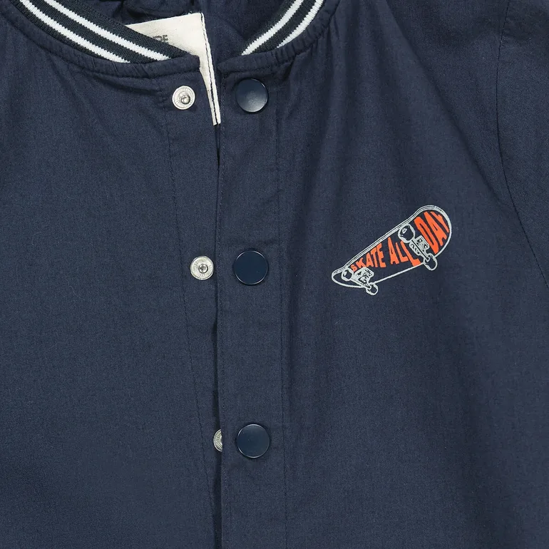 Cotton Baseball Collar Smock with Press-Stud Fastening - 4