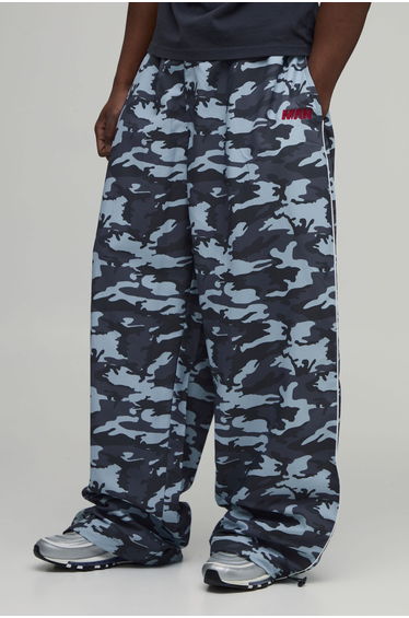 Tall Extreme Parachute Camo Track Pants - black