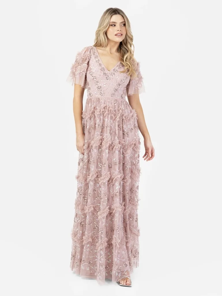 maya embellished short sleeve maxi dress Maya Navy Embellished Short Sleeve Spot Mesh Maxi Dress Maya Deluxe Navy : Premium Dresses : VogaCloset Oman