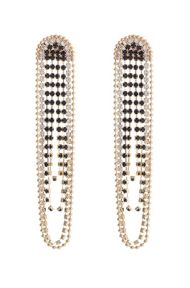 Gold Bead Diamond String Earrings