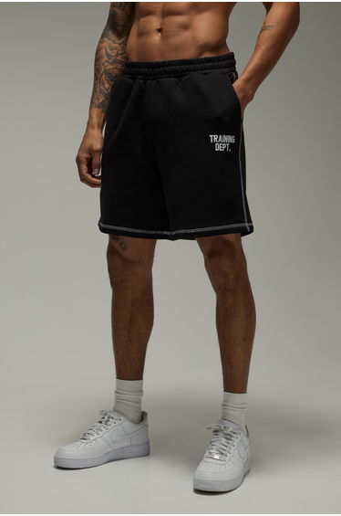 Training Dept Contrast Stitch 7inch Short - black