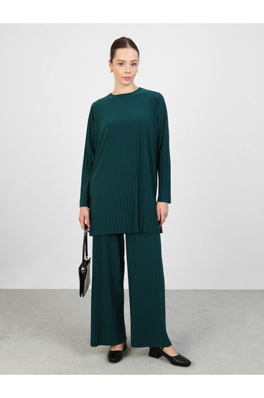 Emerald Green Round Neck Tunic and Trousers Co-Ords