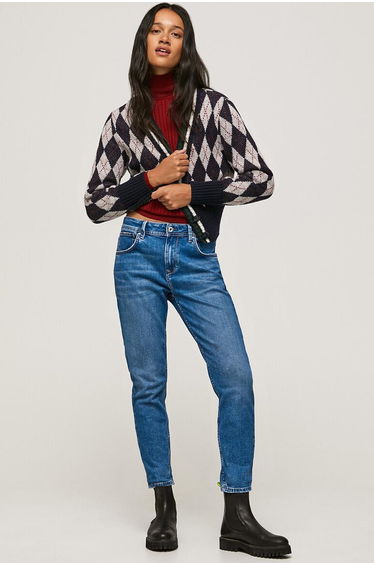 Violet Tapered Straight Jeans with High Waist
