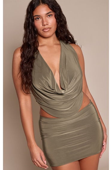 Shape Olive Slinky Midi Skirt