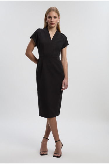 Structured Crepe Forever Pencil Midi Dress