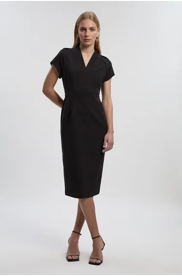 Structured Crepe Forever Pencil Midi Dress