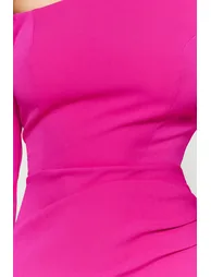 Pink Pleated Bodycon Mini Party Dress with Long Sleeve - 5