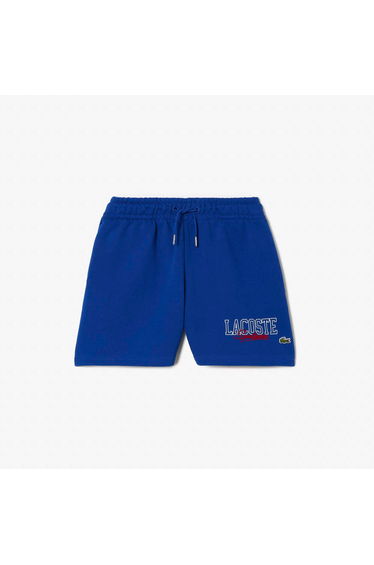 Boy's Lacoste Juniors Print Fleece Shorts in Blue