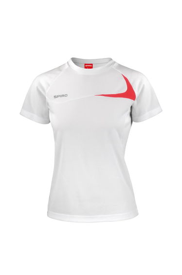 Spiro Womens/Ladies Training T-Shirt - White/Red