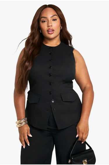Plus Longline Fitted Tailored Waistcoat