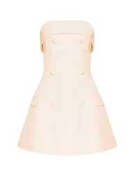 Butter Yellow Bandeau Foldover Detail Mini Dress - 4