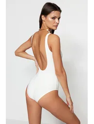 Ecru Eyelet Regular Swimsuit - 4