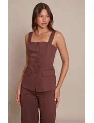 Chocolate Button Detail Corset Waistcoat - 1