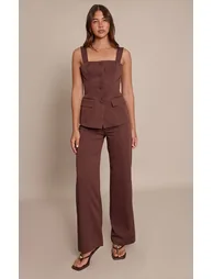 Chocolate Button Detail Corset Waistcoat