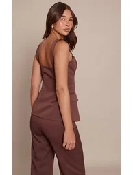 Chocolate Button Detail Corset Waistcoat - 2