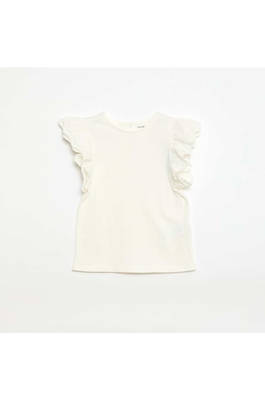 Short-sleeved T-shirt with Broderie Anglaise WHITE