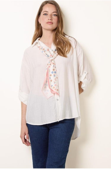 Scarf Viscose Crinkle Shirt