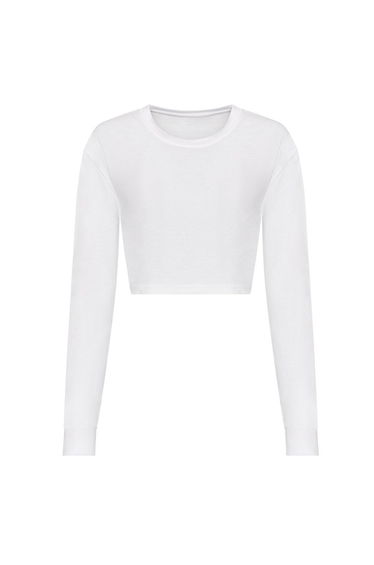 Awdis Womens/Ladies Crop Triblend Long-Sleeved T-Shirt - Solid White