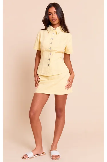 Petite Almond Denim Mini Skirt