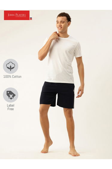 Men Navy Blue Cotton Lounge Shorts