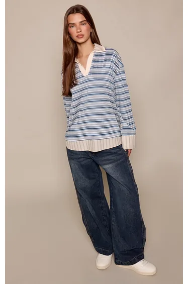 تيشيرت بريتي ليتل ثينق متعدد الالوان بطبعة مخططة بأكمام طويلة