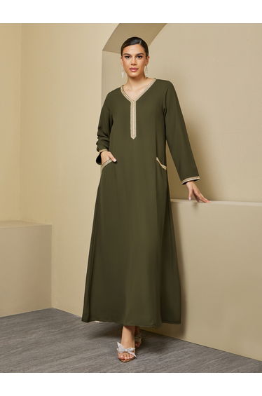 Lace Insert Detail A-Line Jalabiya
