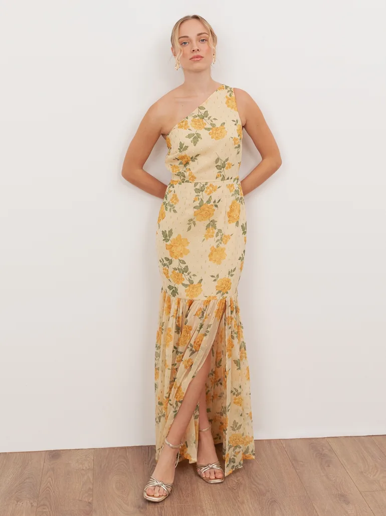 bailey maxi dress Nellie Ruffle Maxi Dress - Champagne