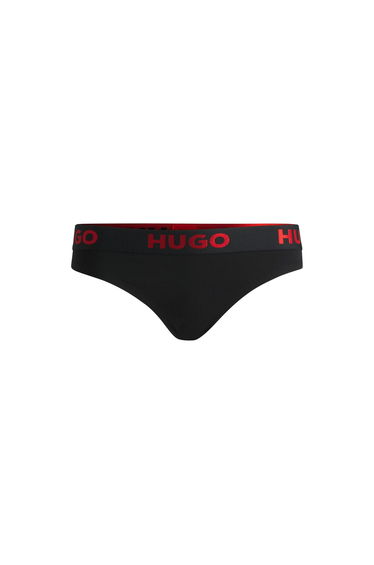 Women's Hugo Sporty Logo Thong in Black
