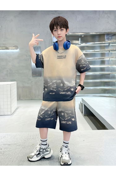 Boys Printed Short Sleeve T-Shirt and Shorts Set