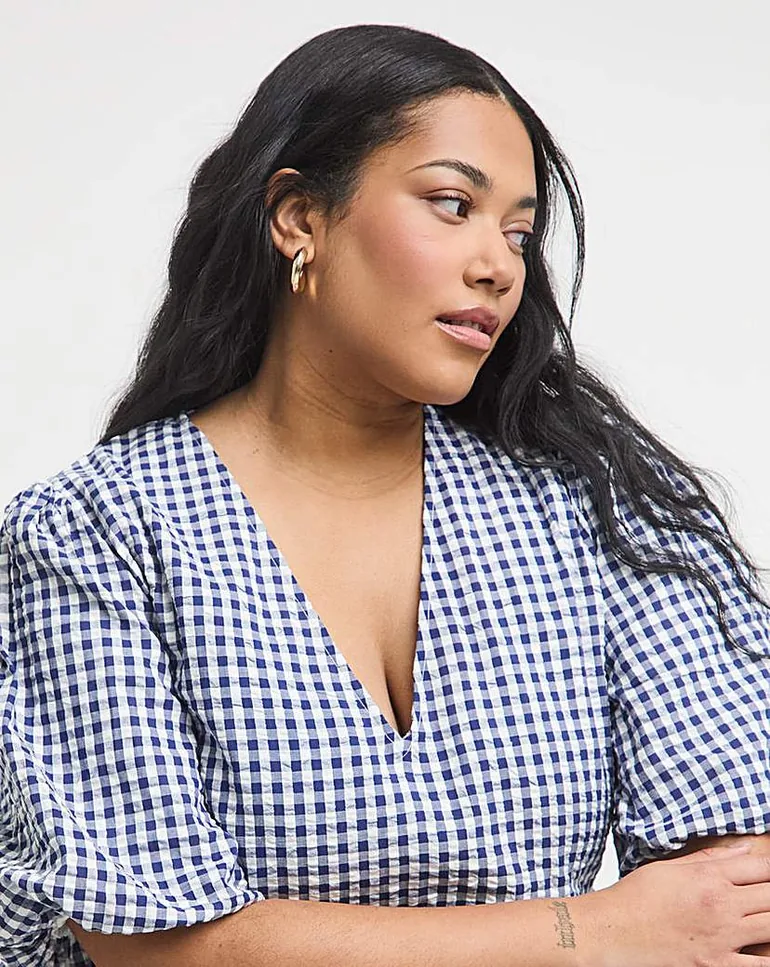 Navy Gingham Smock Dress Simply Be Multicolour : Dresses : VogaCloset Qatar Navy Gingham Smock Dress Simply Be Multicolour : Dresses : VogaCloset Qatar