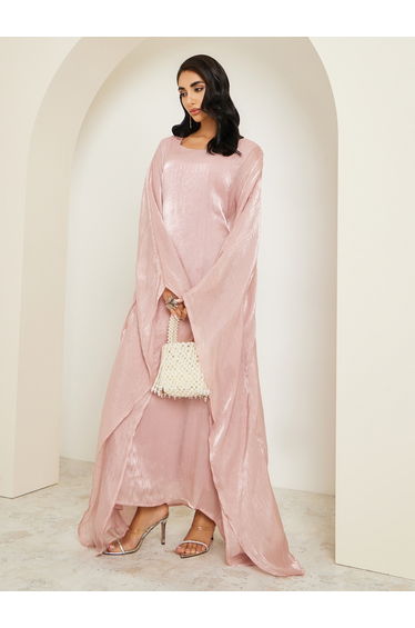 Women Pink Shimmer Maxi Kaftan