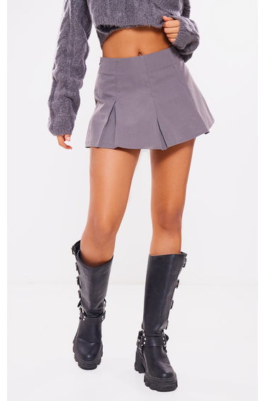 Grey Tailored Woven Box Pleat Skater Skort product thumbnail 2