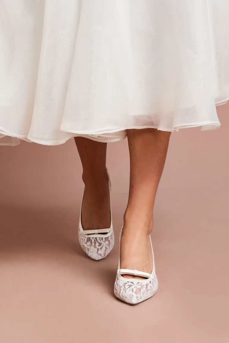 حذاء كعب عالي كوست فاشن باللون الأبيض - 1