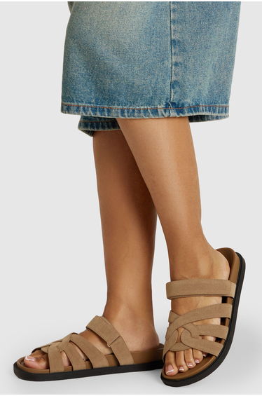 Wide Fit Cut Out Strap Detail Sandals - taupe
