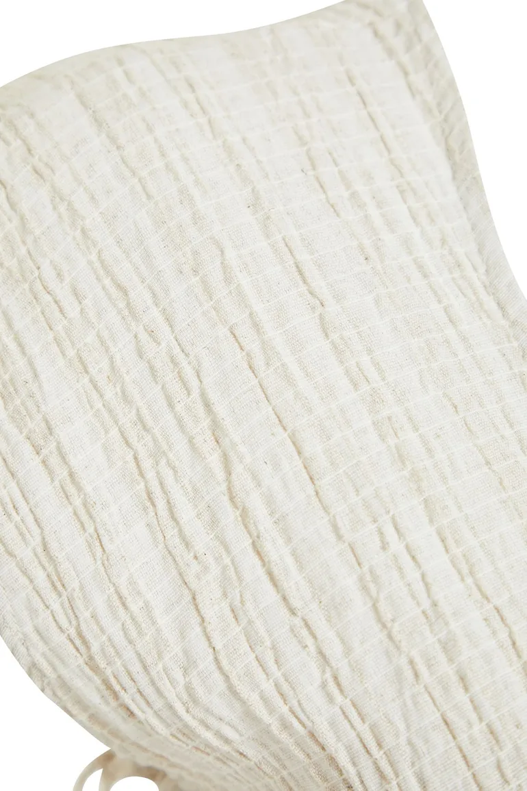 فستان بحر كتان قصير بفتحات - 7