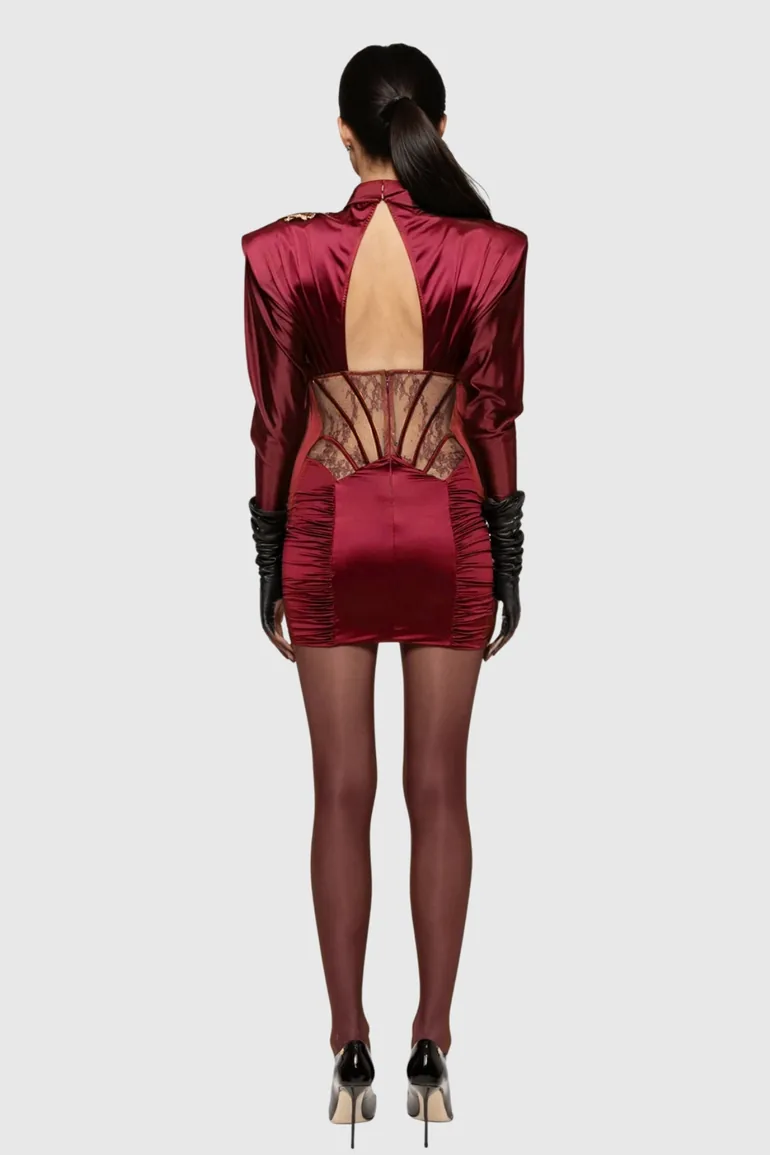 Darion Corset Cutout Satin Mini Dress - 3