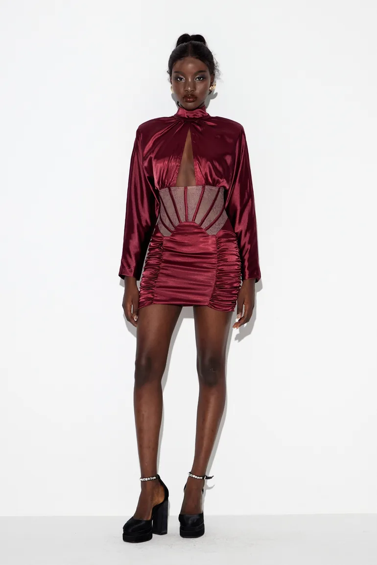 Darion Corset Cutout Satin Mini Dress - 7