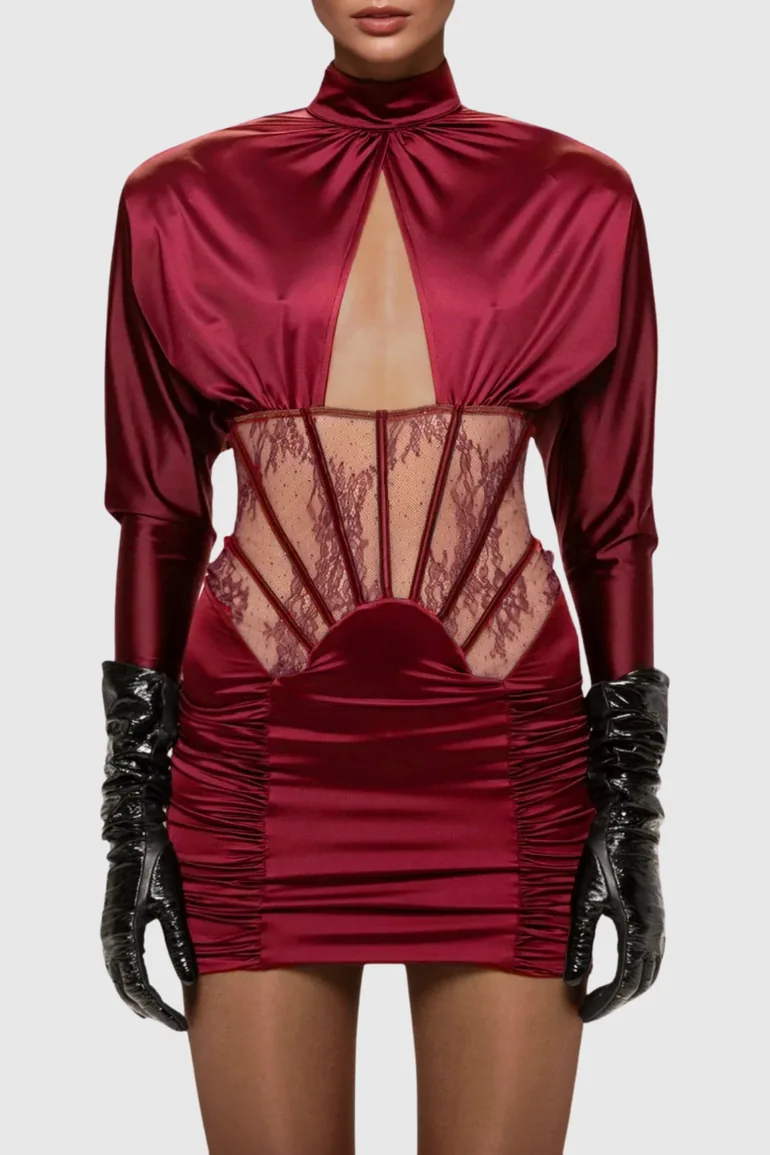 Darion Corset Cutout Satin Mini Dress - 1