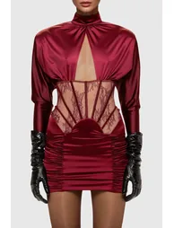 Darion Corset Cutout Satin Mini Dress - 1