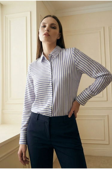 MY FASHION Striped Button-Up Shirt