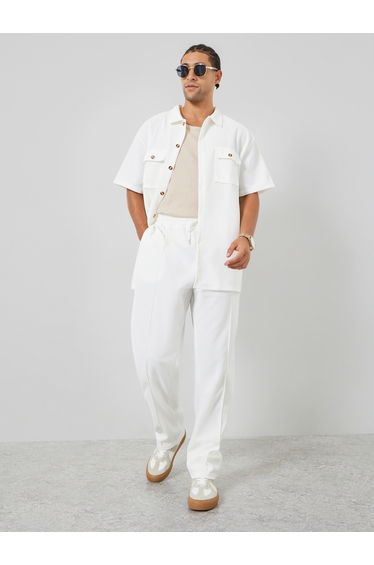 Men White Relaxed Fit Shirt and Pants Co-Ords